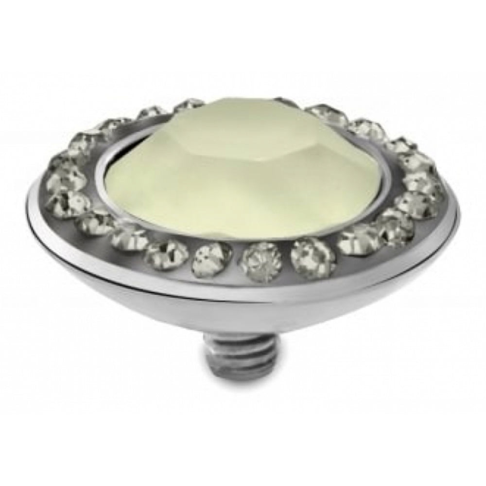 Famosa Stainless Steel 13mm Tondo Deluxe Powder Yellow Ring Top with Black Diamond CZ