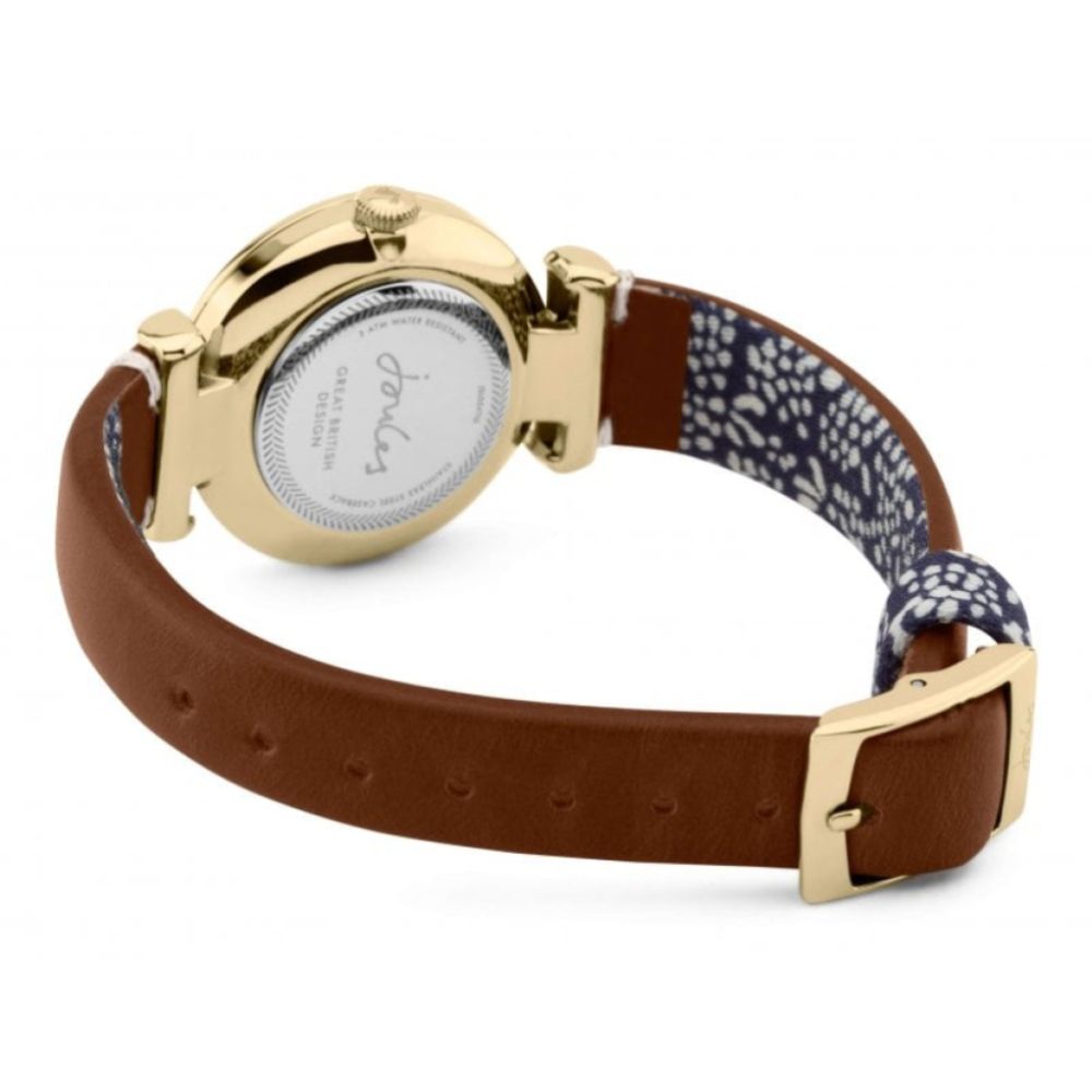 Tan Leather Strap Sliver Sunray Dial Ladies Watch