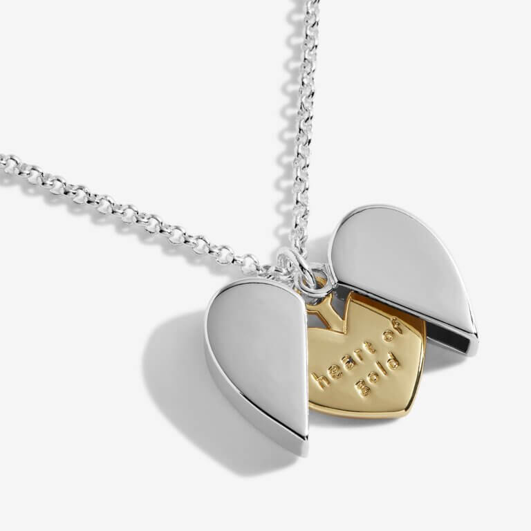 Secret Sentiment Lockets | Heart Of Gold | Silver And Gold | Necklace | 50cm Adjustable