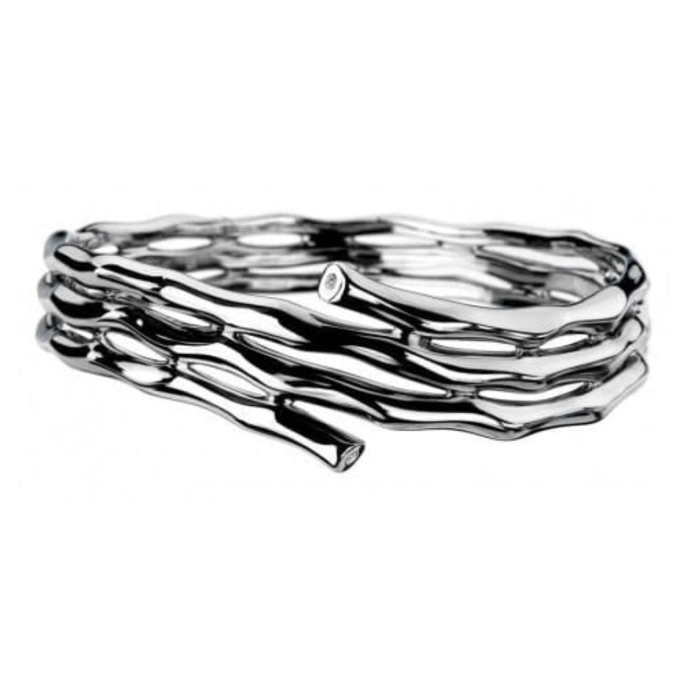 Ladies Black Diamonds Ionia Wrap Silver Bangle