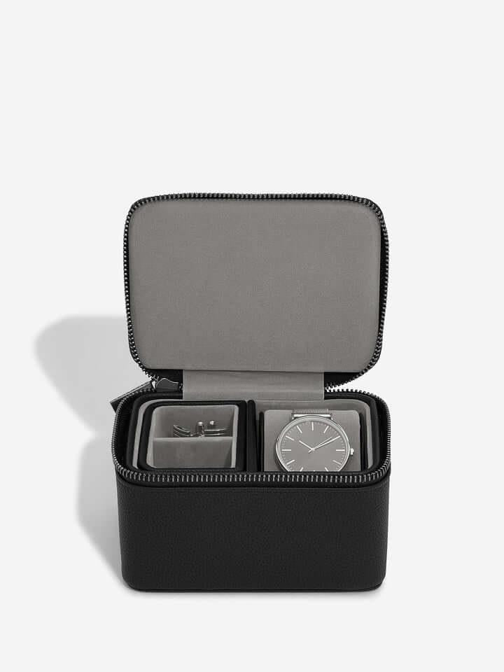 Pebble Black Zipped Watch & Cufflink Box