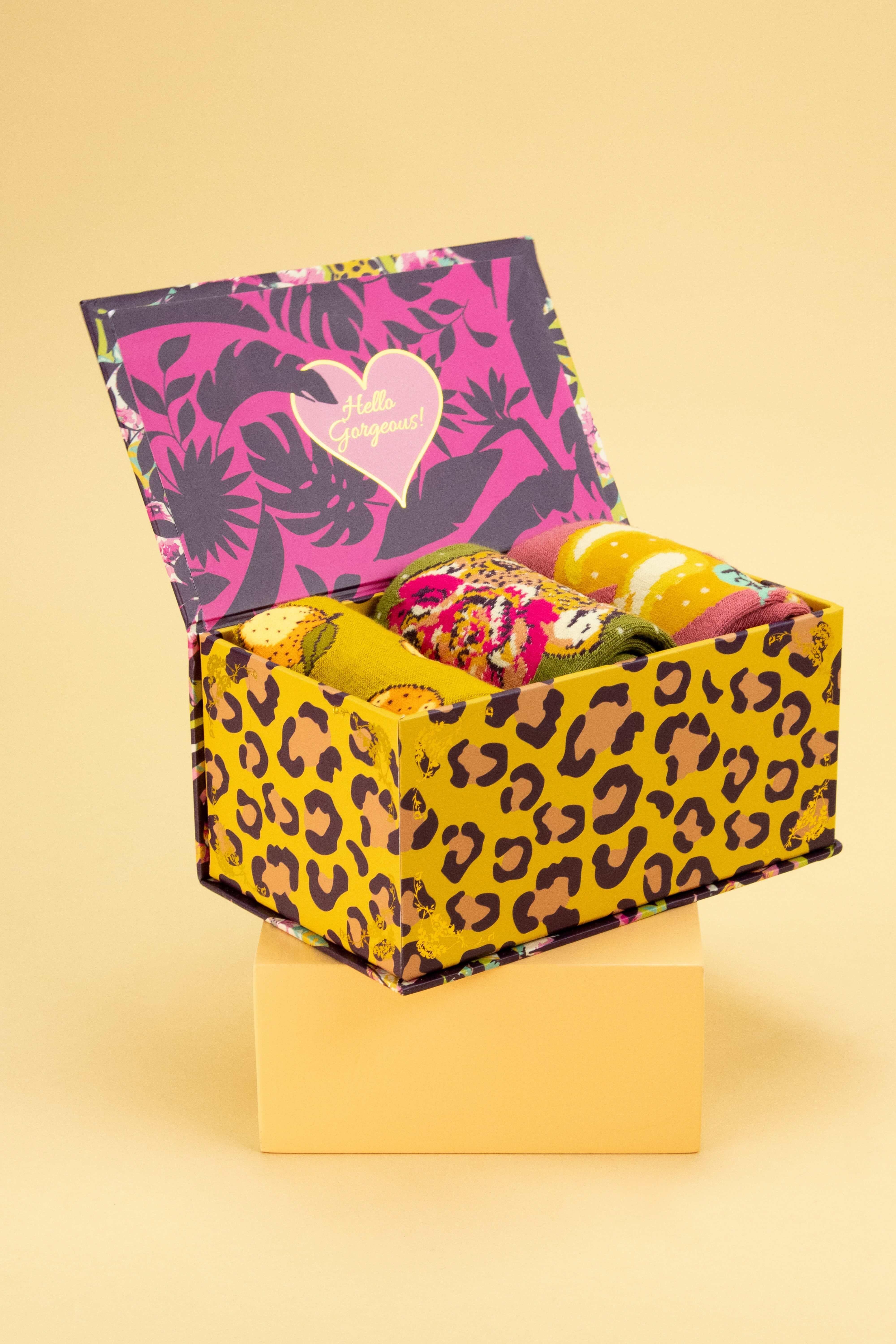 Ladies Climbing Leopard Sock Box
