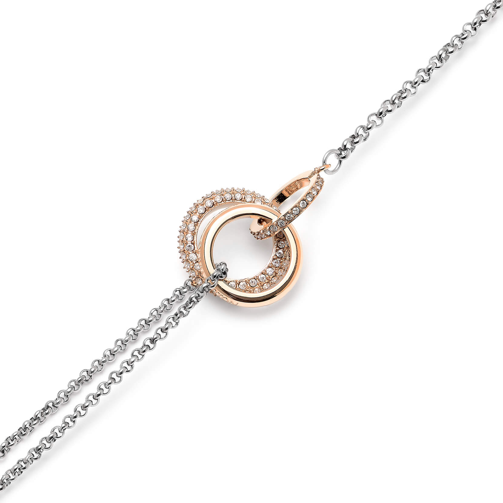 Classic Entwine Silver & Rose Gold Bracelet