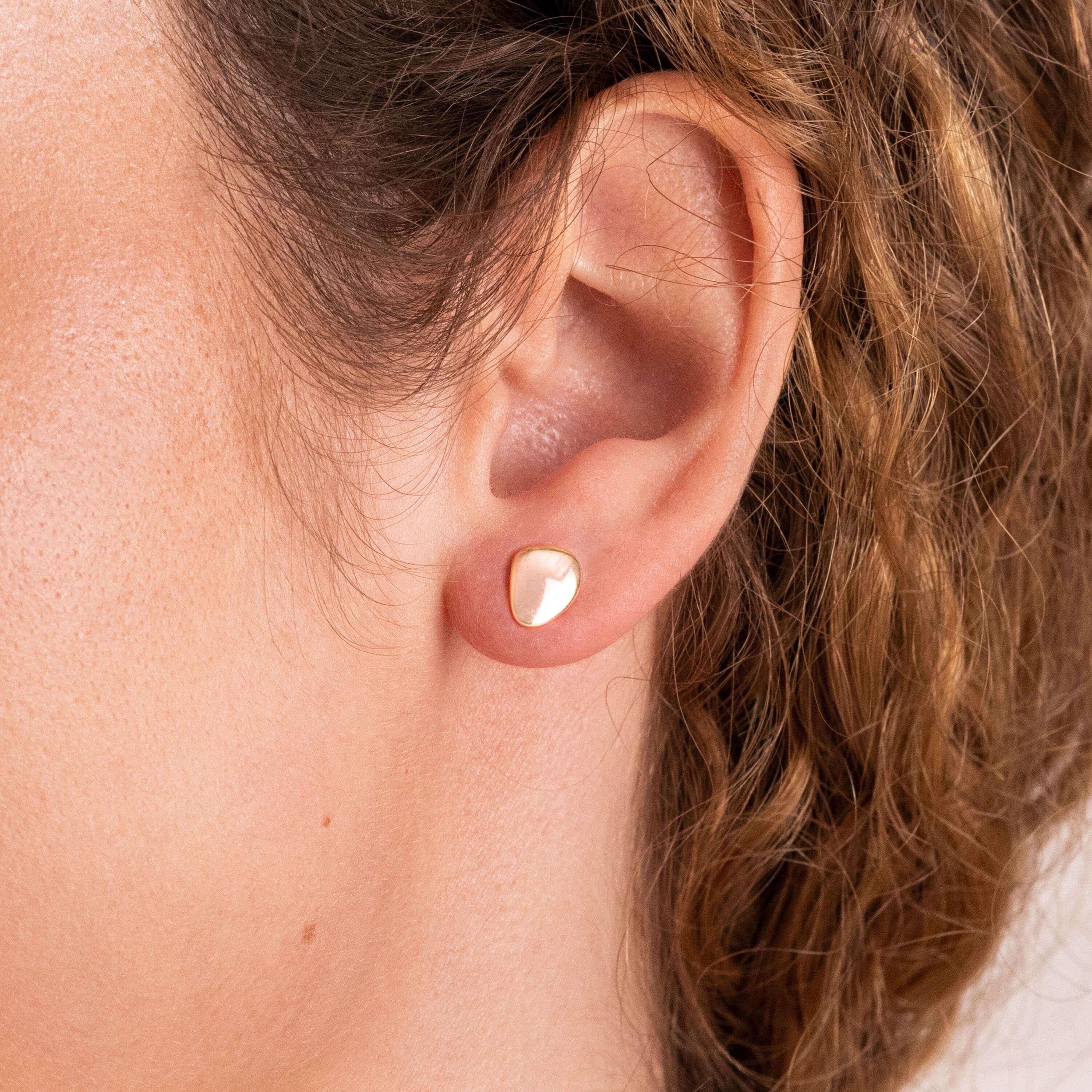 Florence | Pebble Studs | Silver Rose Gold And Gold | Set Of 3 Earrings