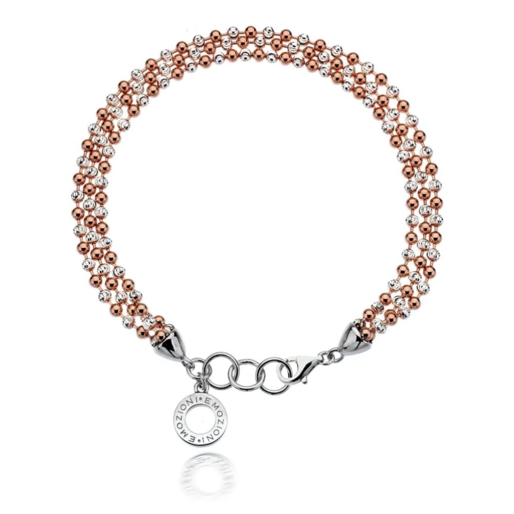 Emozioni Sterling Silver and Rose Gold Plate Bead Bracelet