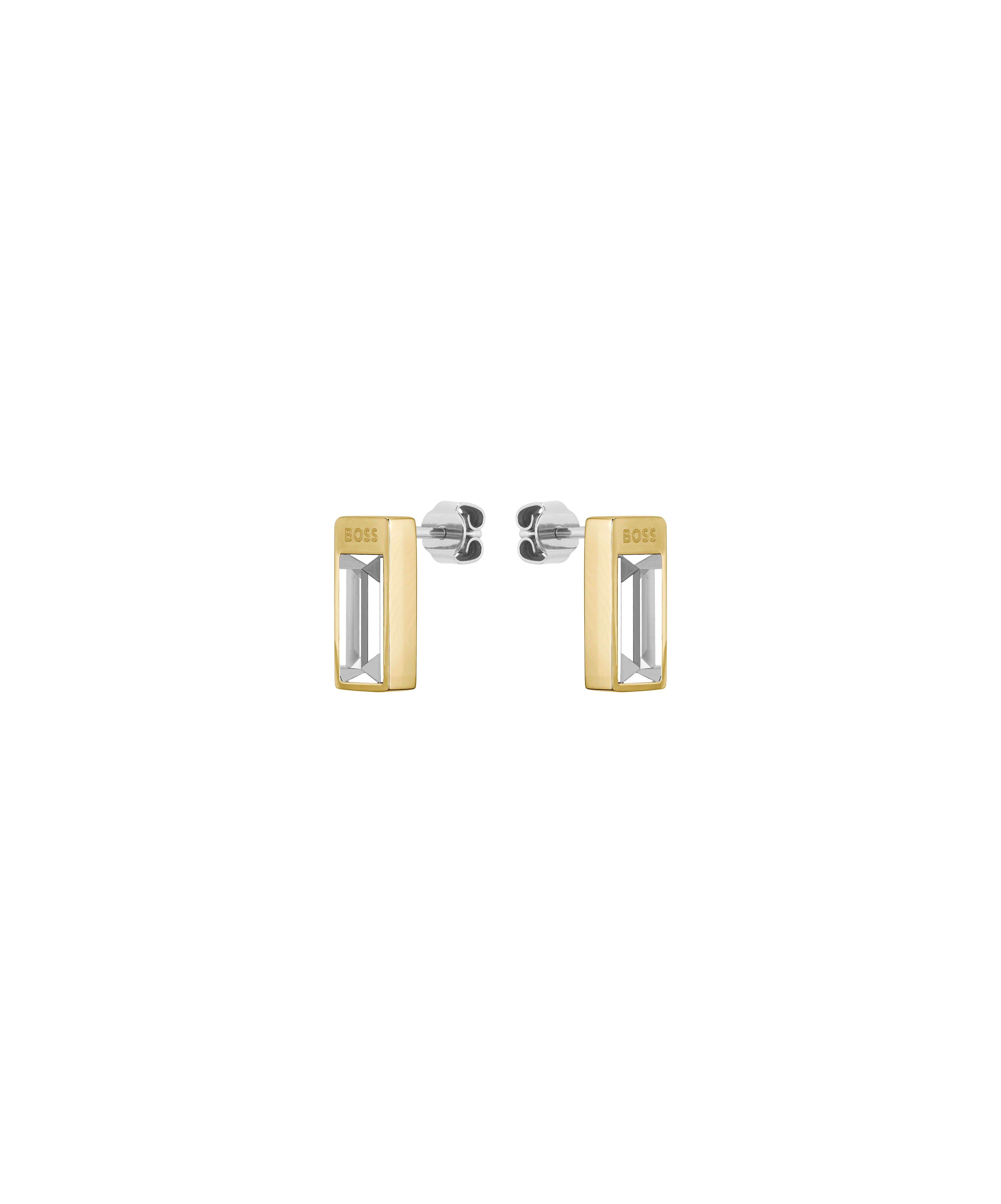 Clia Gold IP Crystal Set Stud Earrings