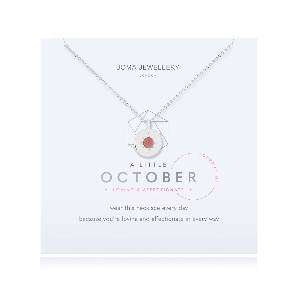 Birthstone A Little Necklace | October Tourmaline | Silver | Necklace | 46cm + 5cm Extender