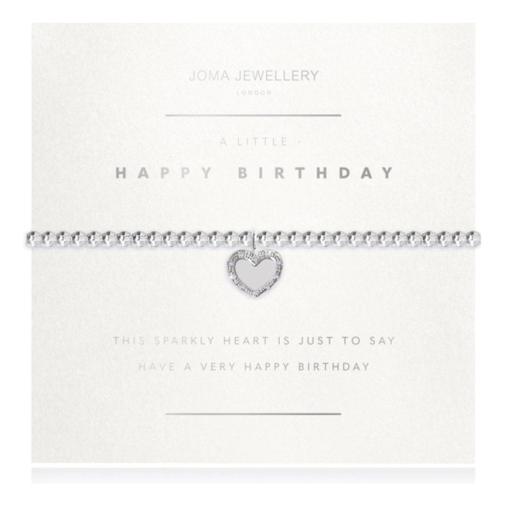 Facetted A Little - Happy Birthday - Silver - 17.5cm Stretch Bracelet
