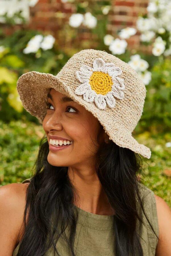 Daisy Hemp/Cotton Hat In Natural
