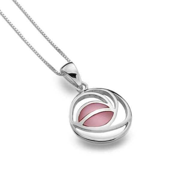 Mackintosh Rose With Pink MOP Round Pendant Necklace