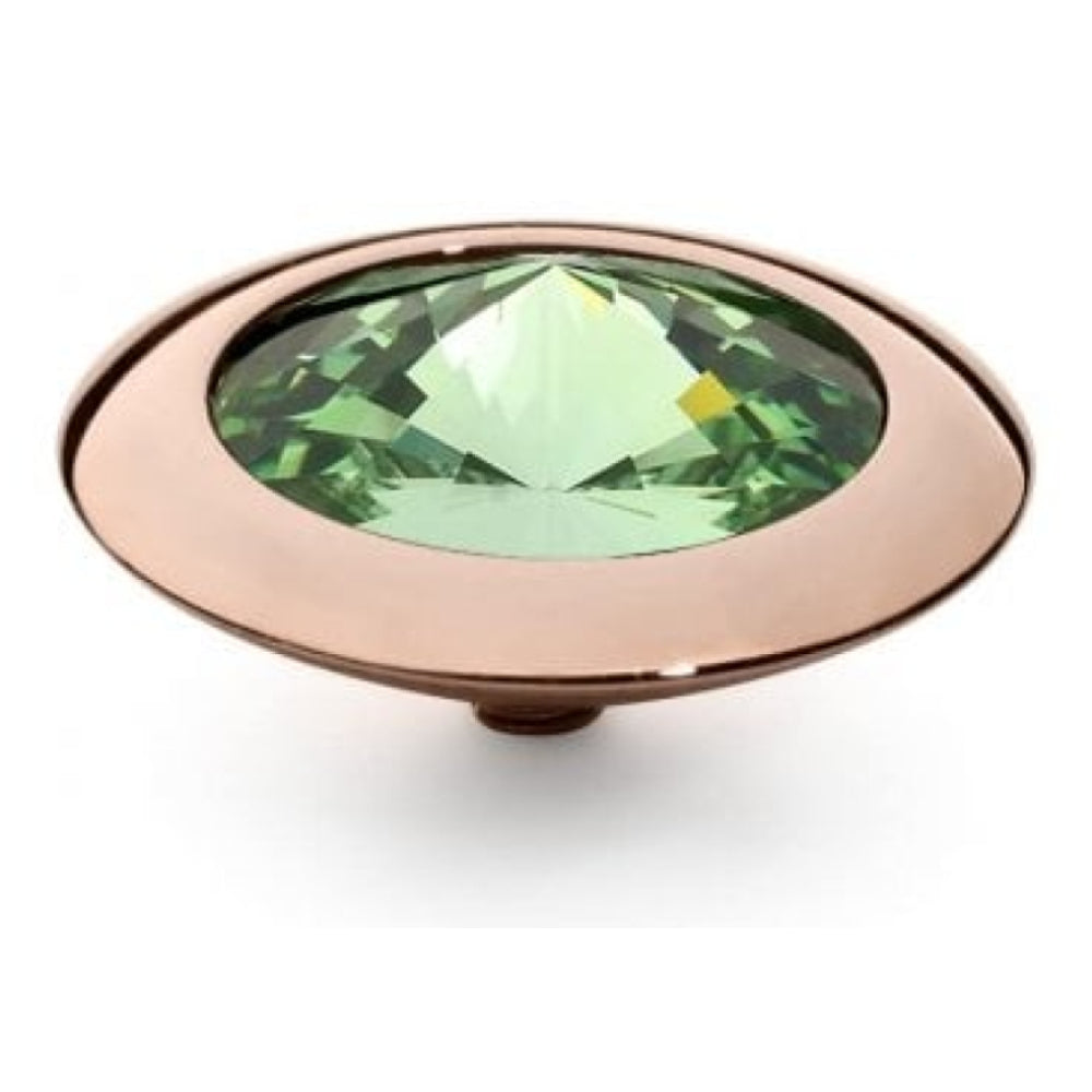 Famosa Rose Gold 16mm Tondo Ring Top Peridot