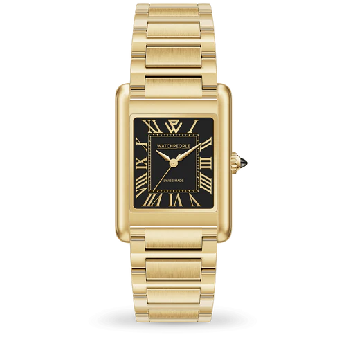 WP6 Metal Shiny Gold Strap Black Gold Dial Watch