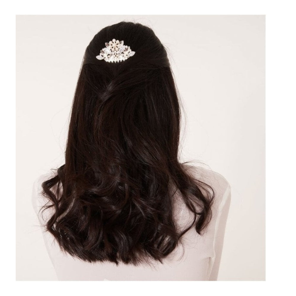 Happy Ever After Hair Accessories Pearl Flower & CZ Hair Slide