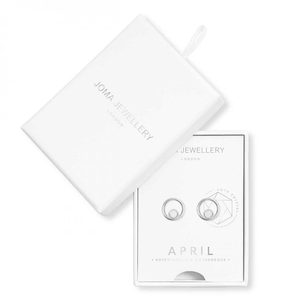 Treasure The Little Things | Birthstone April Rock Crystal | Silver | Earring Box