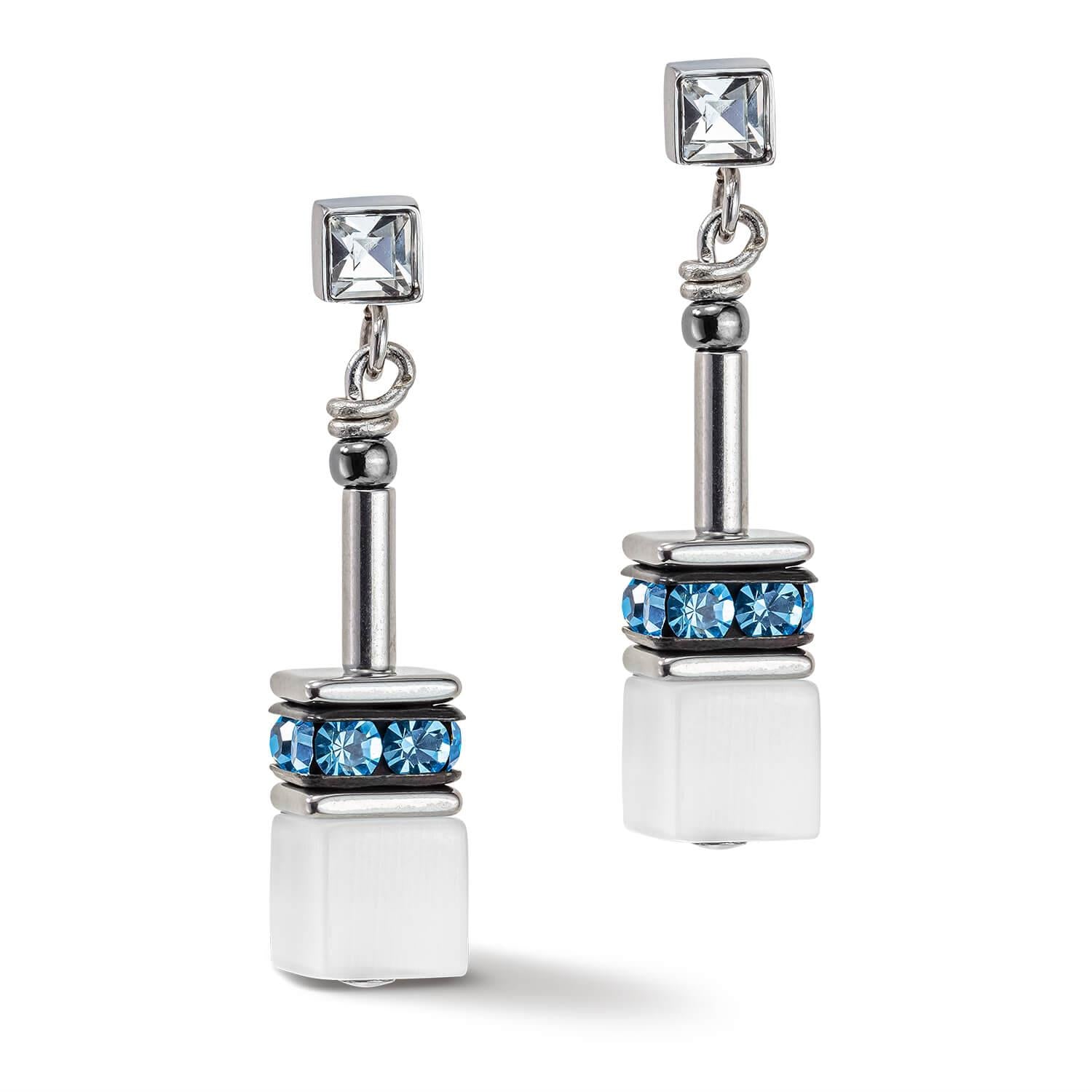 Aqua GeoCUBE Iconic Monochrome Earrings