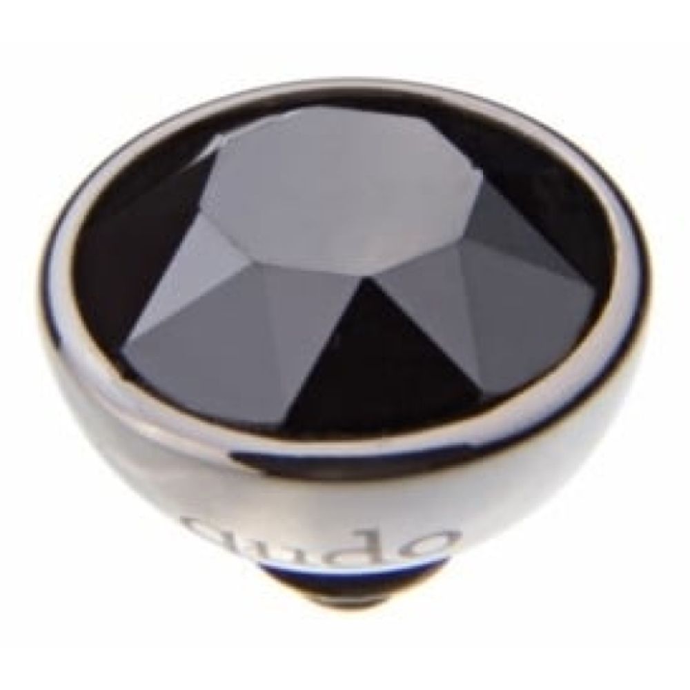 Famosa Silver 10mm Bottone Ring Top Jet Hematite