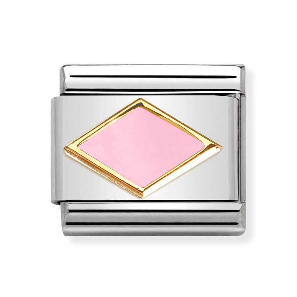 Classic Link In 18K Gold With Pink Rhombus Symbol