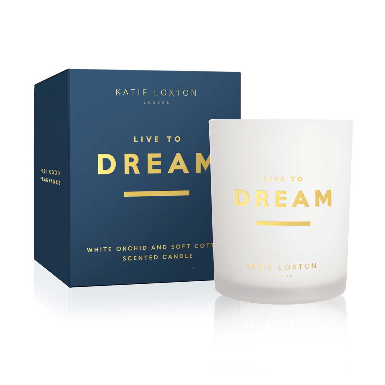 Sentiment Candle | Live To Dream | White Orchid and Soft Cotton |