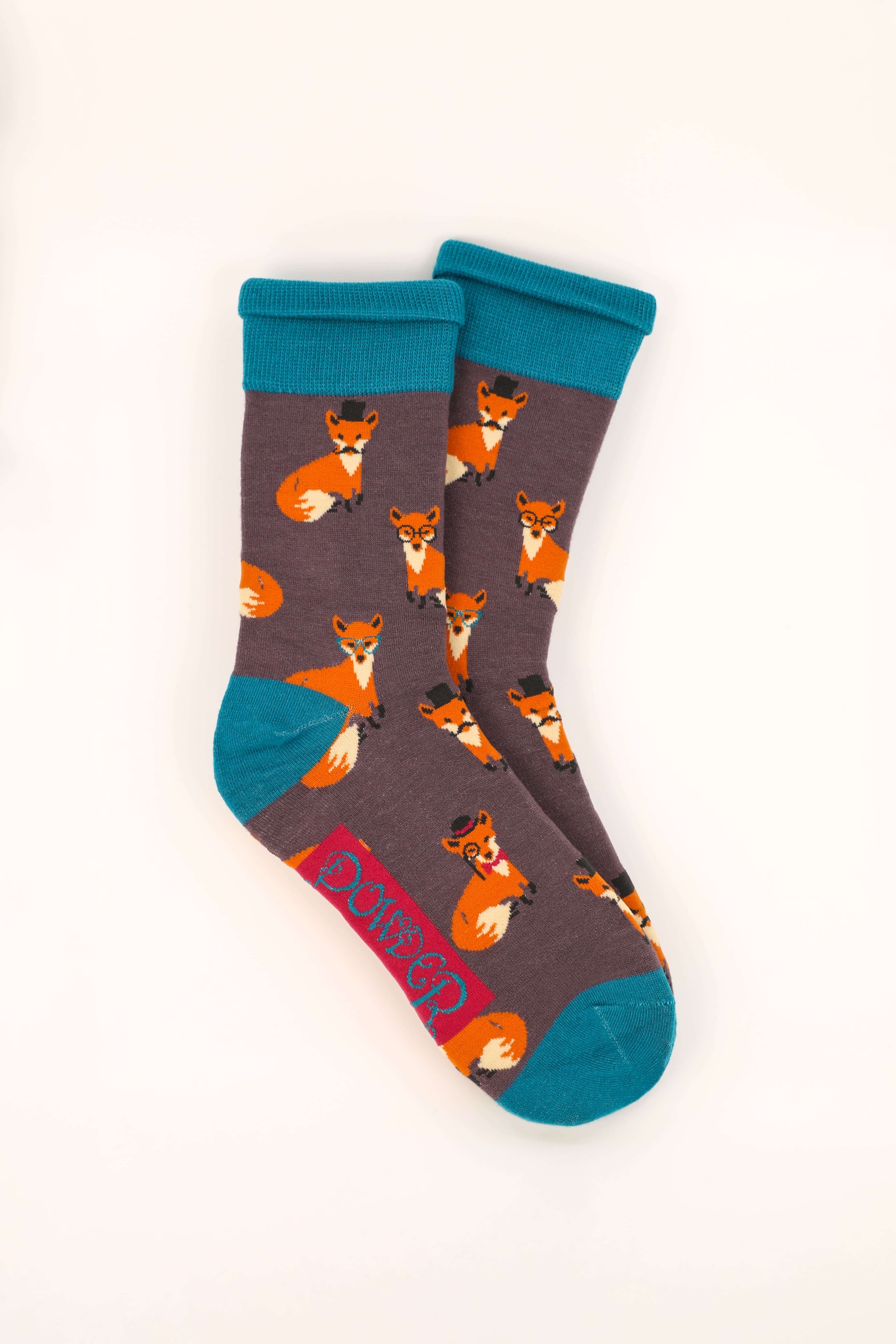 Men's Esteemed Fox Print Socks - Mauve