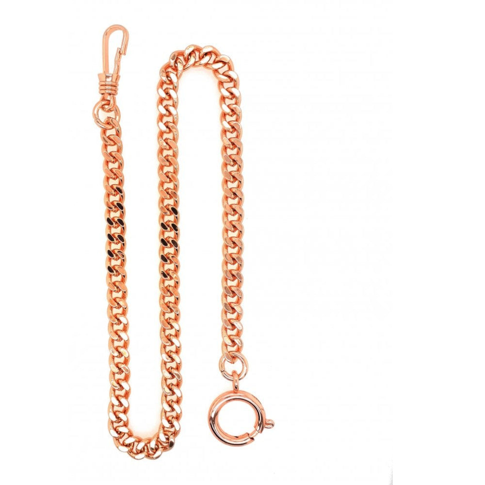 Rose Gold Plated 12 Inch Bolt Ring Pocket Watch Chain