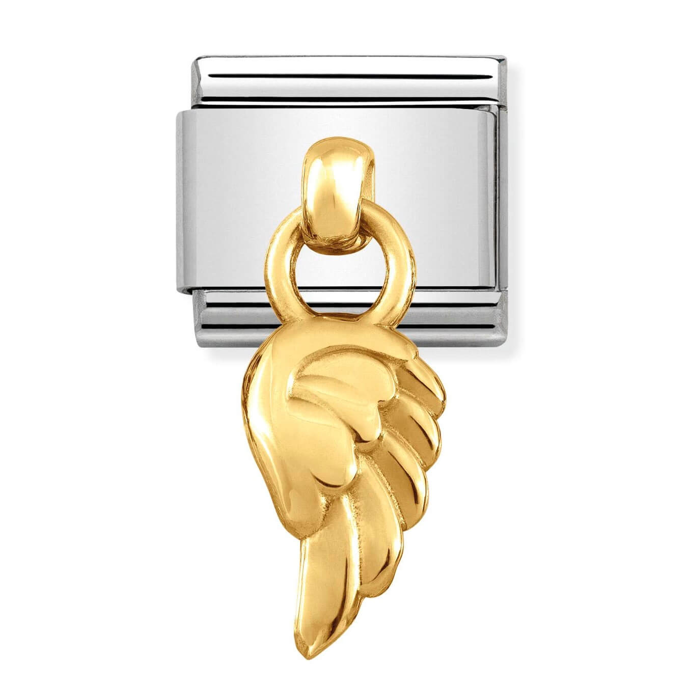 Composable Classic Stainless Steel Link With Bonded Yellow Gold Wing Pendant