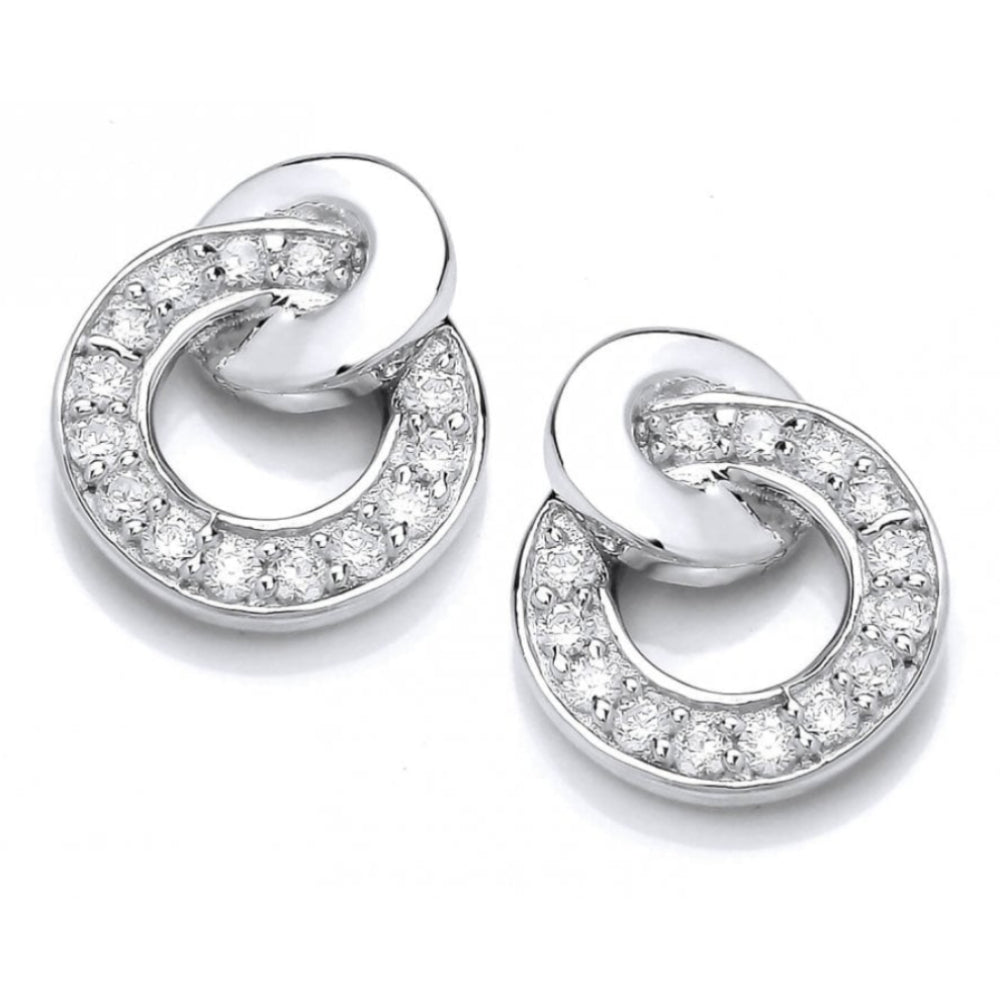 Silver And CZ Mint Earrings
