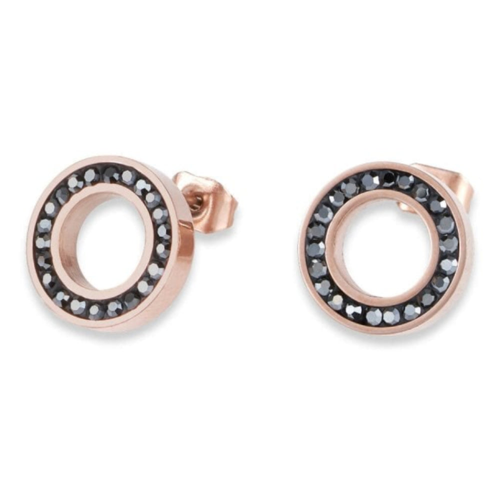 Anthracite Ring Rose Gold Plated Ear studs