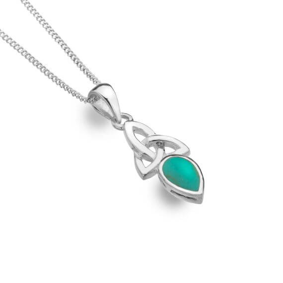 Celtic Trinity Knot With Turquoise Pendant Necklace