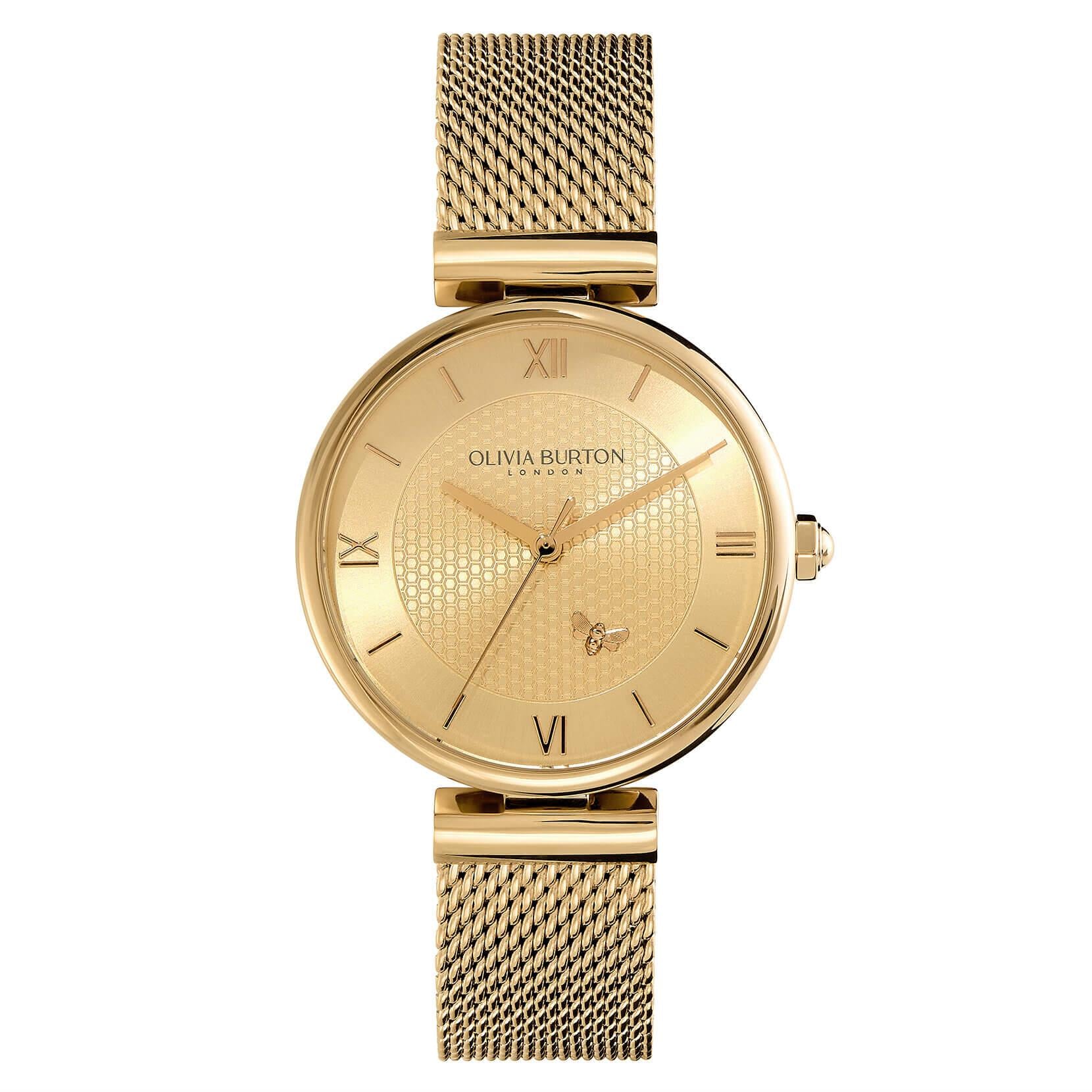 Minima Bee T-Bar Gold Mesh Watch