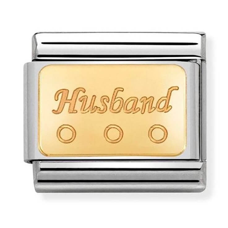 Classic Symbols Plate Gold Husband Engraved Link