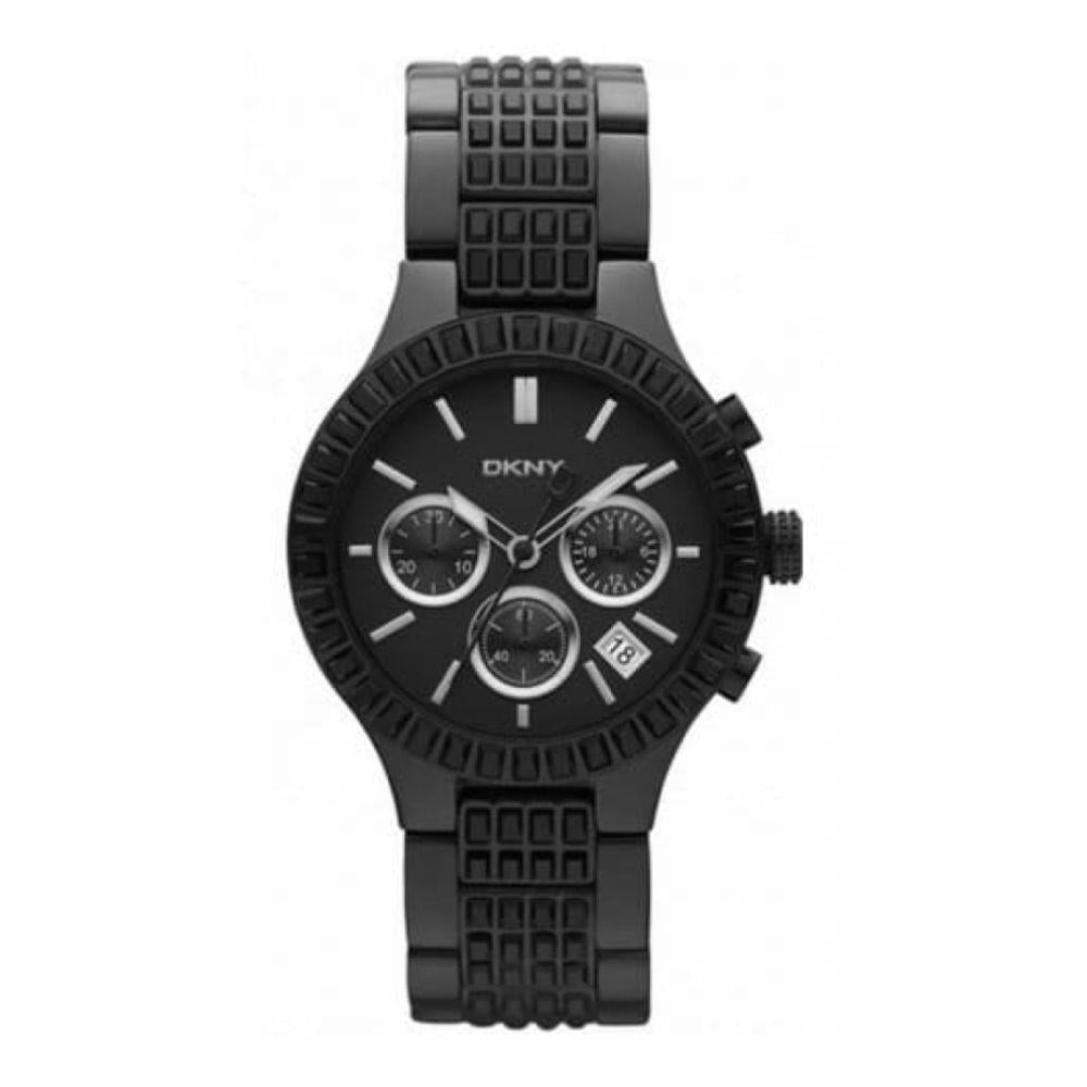 Ladies Black Ion Plated Watch With Stone Set
