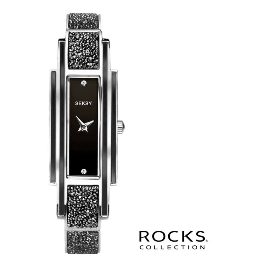 Ladies Quartz Analogue Black Stone Set Watch