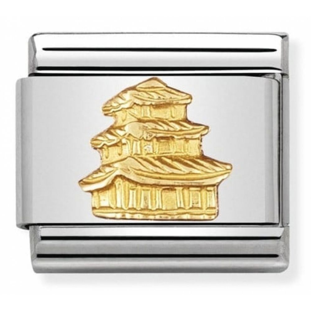 Classic Pagoda In Stainless Steel With 18k Gold Charm