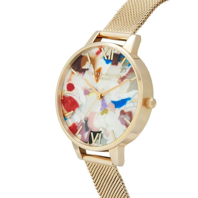 Pop Art Demi Dial, Orchid Eco Vegan & Pale Gold Mesh Watch Strap Gift Set