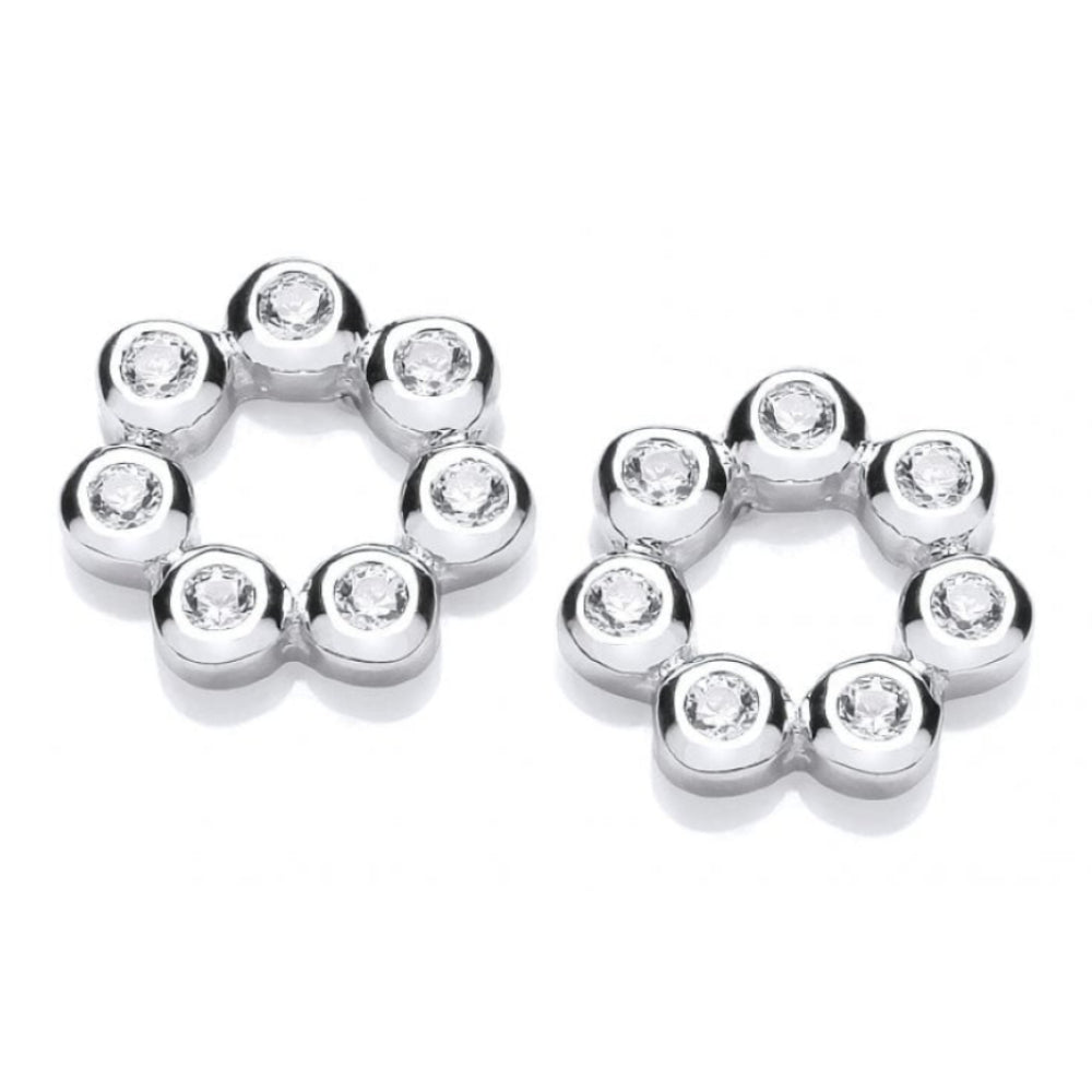 Silver CZ Circle Of Life Earrings