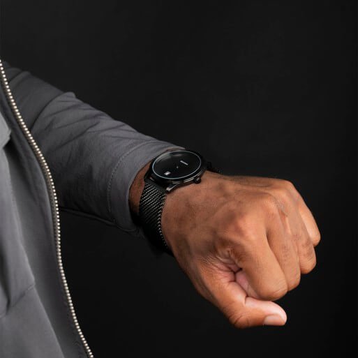 Minimal Black Dial & Black Mesh Strap Men's Watch