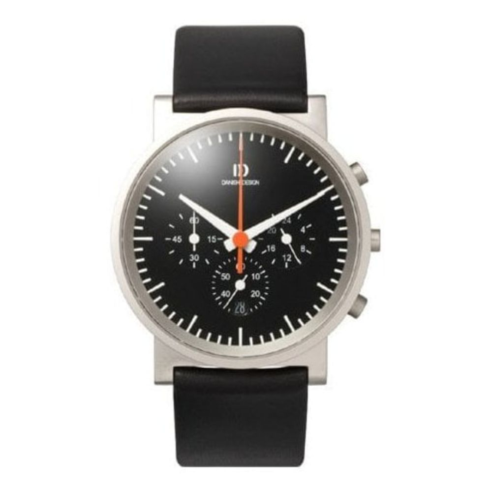 By Martin Larsen Chronograph Stainless Steel Black Leather Adjustable Strap Watch