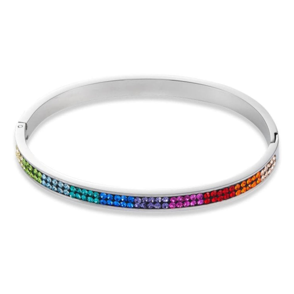 Multicolour Crystals Pave Stainless Steel Bangle
