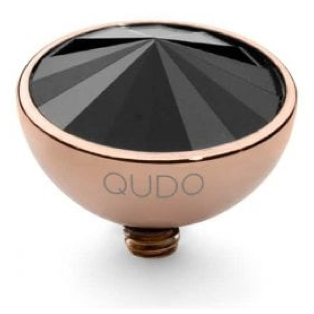 Famosa Rose Gold 11.5mm Bottone Ring Top Jet Hematite Swarovski Gem