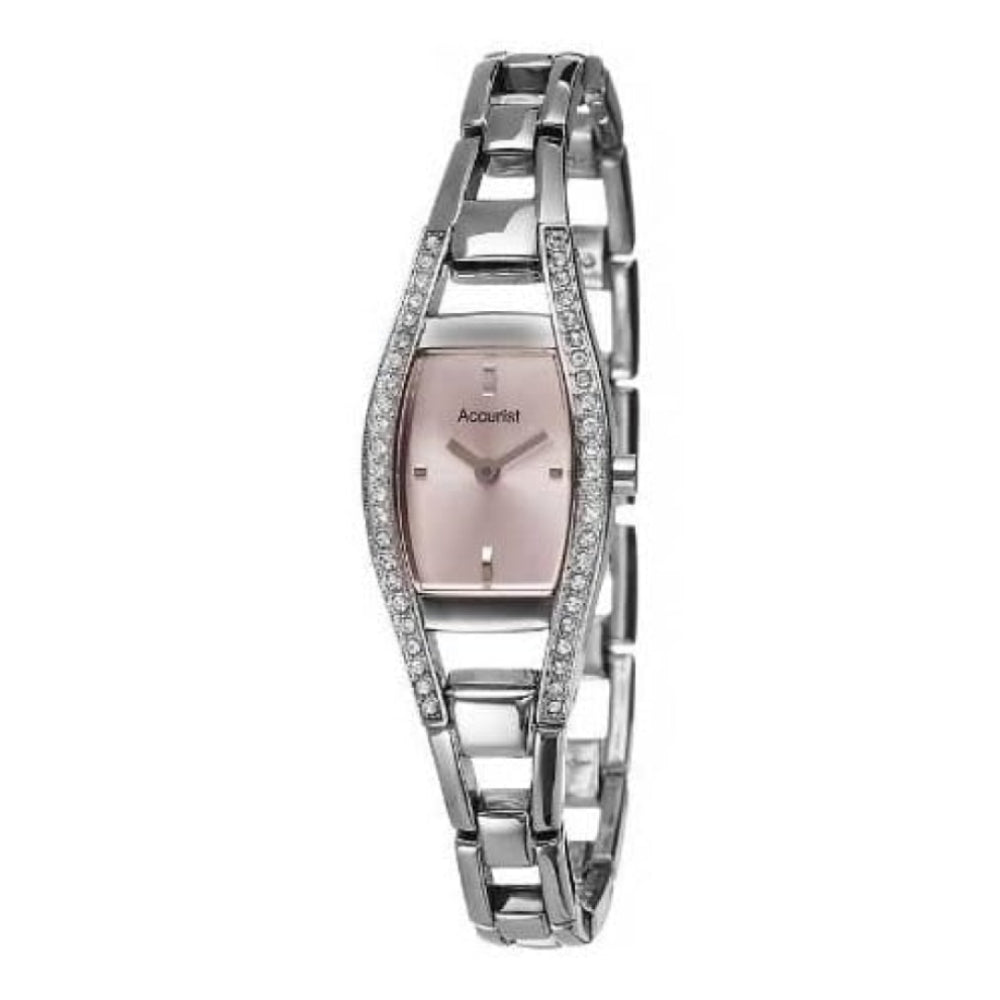 Ladies Stainless Steel & Crystalised Bracelet Watch with Silver Dial
