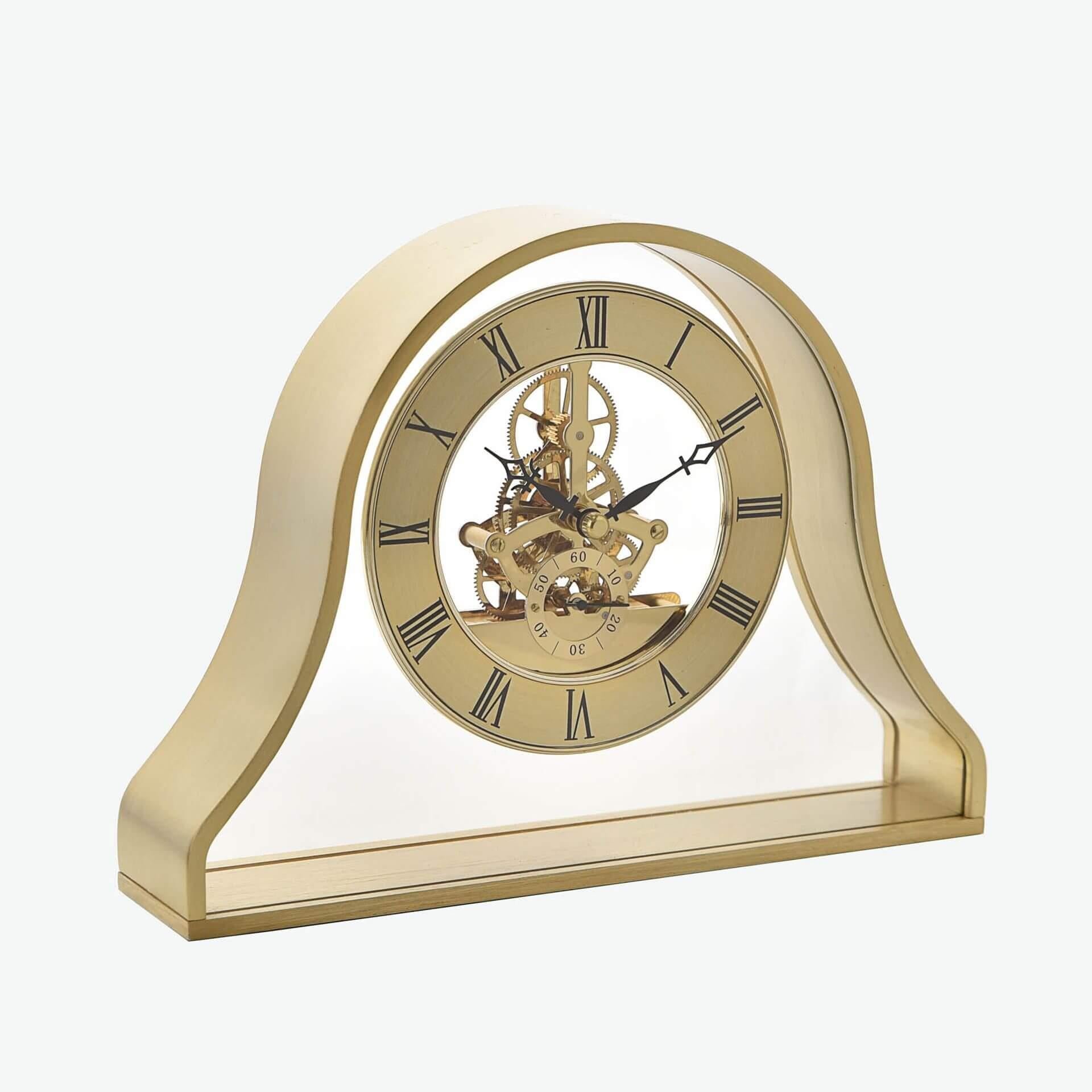 Napoleon Mantel Clock Gold Skeleton Movement