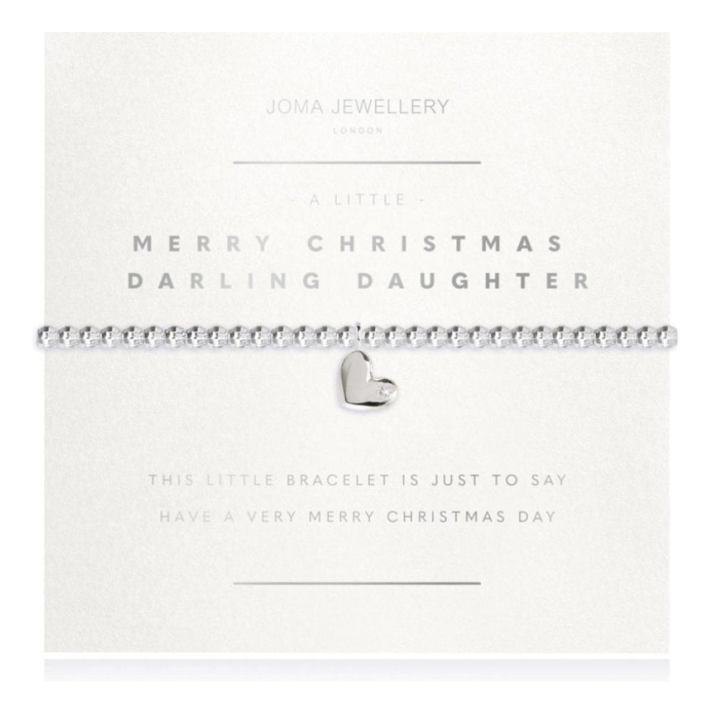 Facetted A Little - Merry Christmas Darling Daughter - Silver- 17.5cm Stretch Bracelet