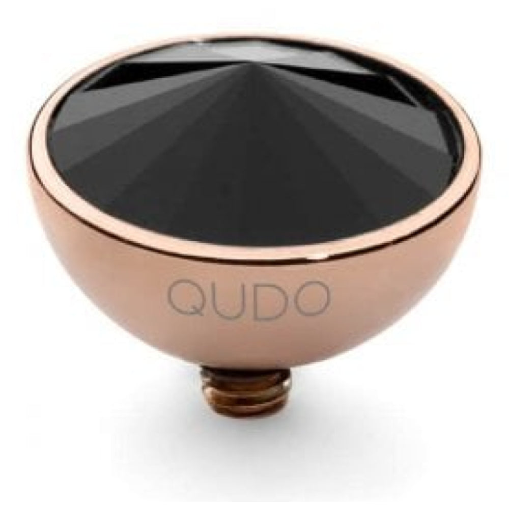 Famosa Rose Gold Plated 11.5mm Bottone Ring Top Jet