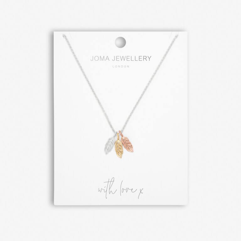 Florence Feathers | Feather Necklace | Silver Rose Gold And Gold | Necklace | 46cm + 5cm Extender