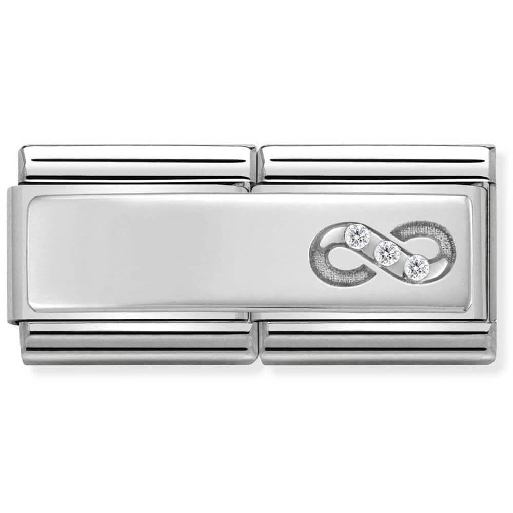 Classic Double Symbols Steel & 925 Silver Infinity With CZ