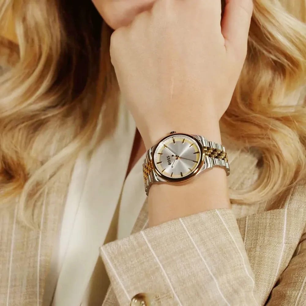Graceful Silver Dial With Two-Tone Bracelet Womens Watch
