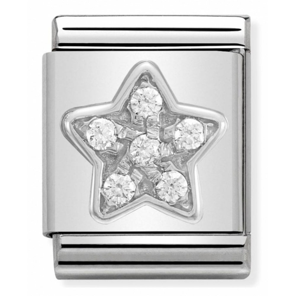 Composable Big Stainless Steel, Sterling Silver, & Cubic Zirconia Star Charm