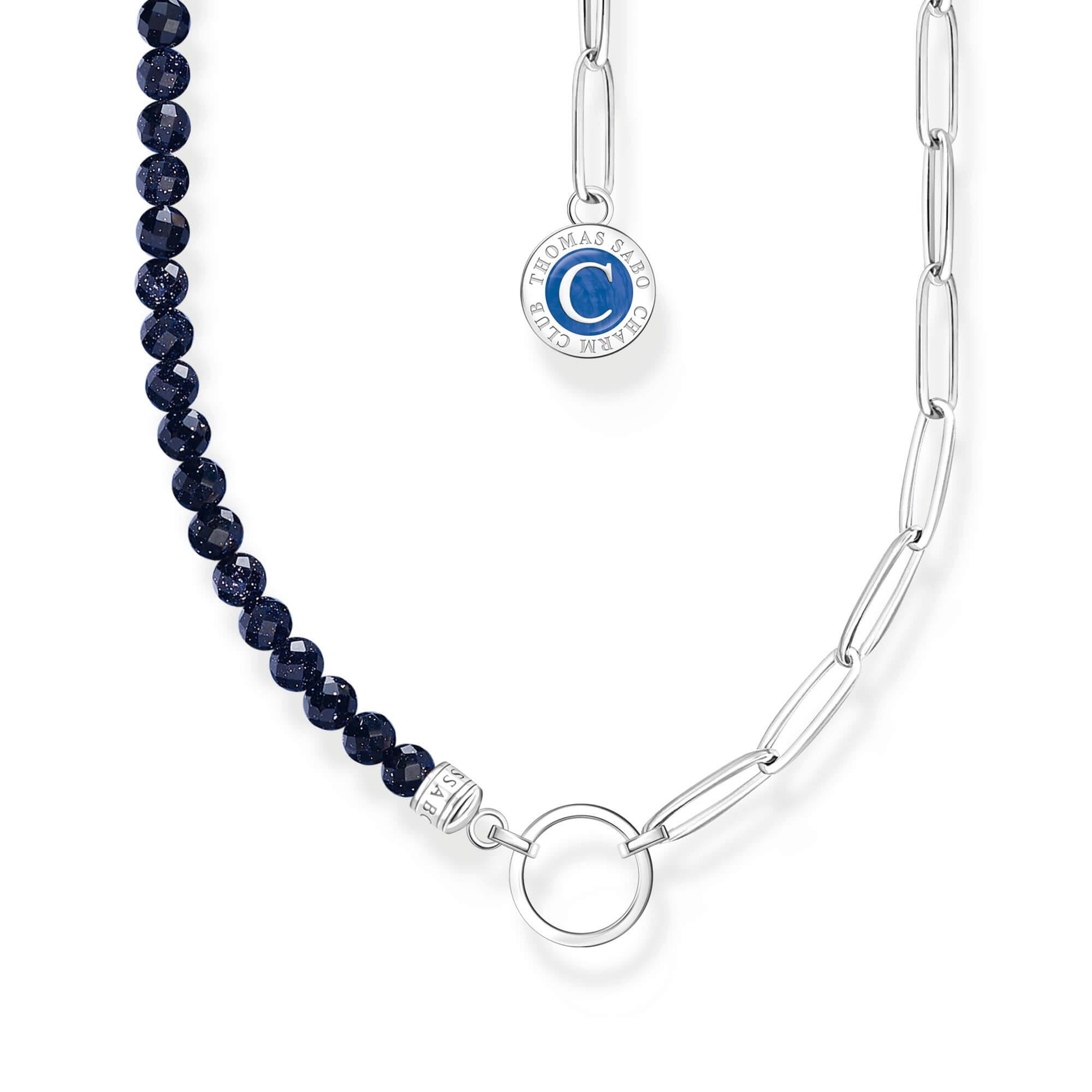 Member Charm Necklace With Dark Blue Beads & Charmista Disc