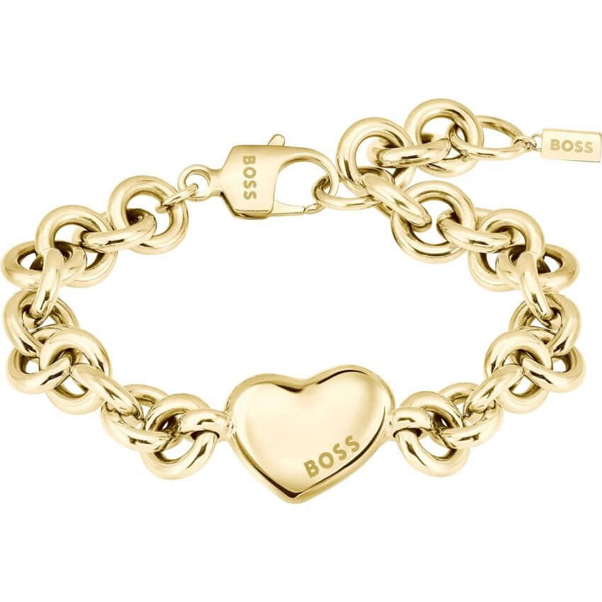 Gold Tone Chain Bracelet With Heart Charm
