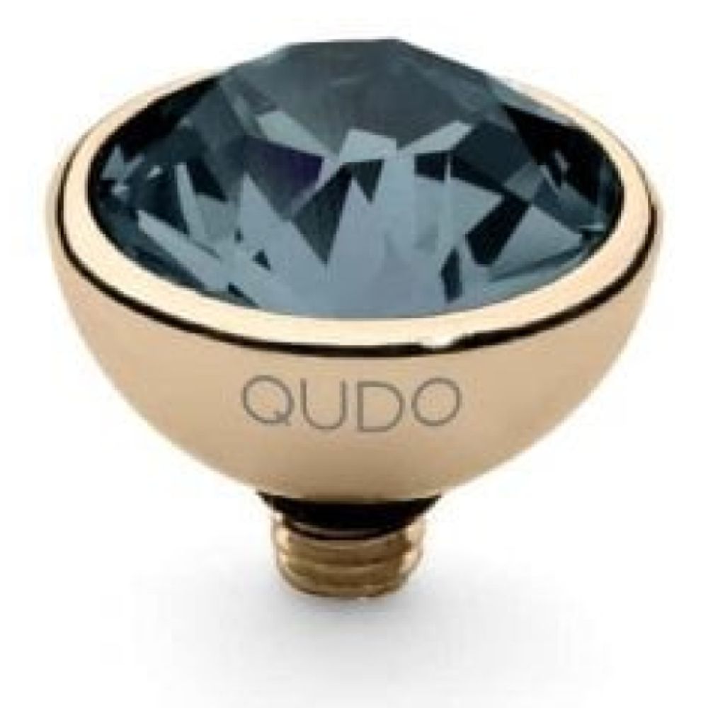 Famosa Gold 10mm Bottone Ring Top Denim Blue